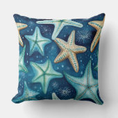 Starfish beach house throw pillow home decor クッション (正面)