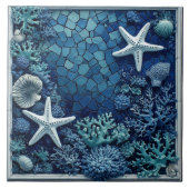 Starfish Coral Reef Seashells Coastal Decor Luxury タイル (正面)