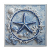 Starfish Coral Reef Seashells Coastal Ocean Luxury タイル (正面)