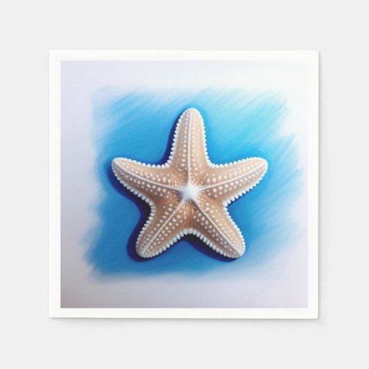 Starfish Crayon Drawing スタンダードカクテルナプキン (正面)