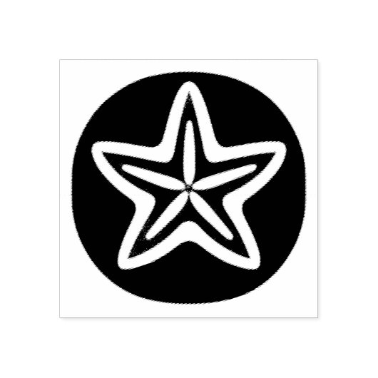 Starfish in Black Circle ラバースタンプ (インプリント)