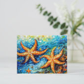 Starfish in Swirling Underwater Oil Painting ポストカード (スタンド正面)