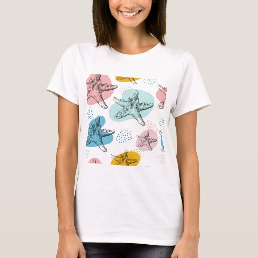 Starfish in trendy colors elegant pattern tシャツ (正面)