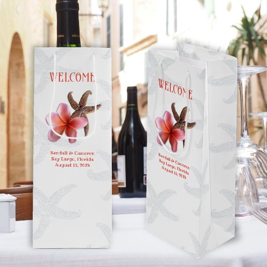 Starfish nプルメリア先結婚式へようこそ ワインギフトバッグ