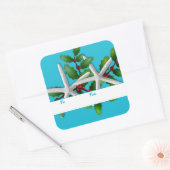 Starfish n Hollyクリスマスギフトステッカーアクア スクエアシール (封筒)