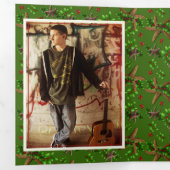 Starfish n Holly 2枚の大きな写真がクリスマスを飾った 三つ折りクリスマスカード (内部最初)