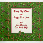 Starfish n Holly 2枚の大きな写真がクリスマスを飾った 三つ折りクリスマスカード (内部中)