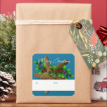Starfish n Holly Blue Christmas Gift 与え's Labels スクエアシール<br><div class="desc">青いクリスマス、ヒトデとホリーギフトラベル。スクエアステッカーはヒトデのデザインの上の白いパネルに名前の場所がある。ダークブルーの背景色で、フェスティバルグリーンホリ包まれたーの星が一つ葉つつ。2つのサ来イズのシール。名前を簡単にするためにマットスタイルを選書択してください。</div>
