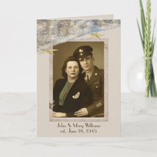 Starfish Onビーチ記念日フォトフレーム カード (正面)