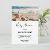 Starfish on a sandyビーチ写真ベビーシャワー 招待状 (スタンド正面)