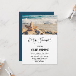Starfish on a sandyビーチ写真ベビーシャワー 招待状