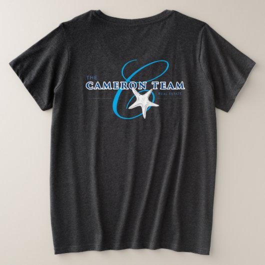 Starfish on Front/CT Logo on Back プラスサイズTシャツ (デザイン裏面)