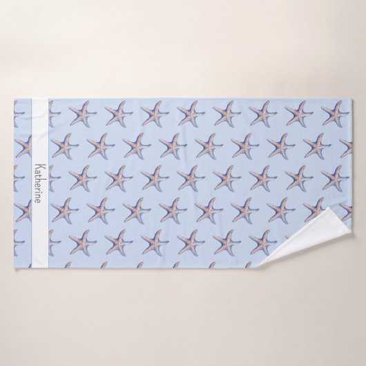 Starfish Pattern Beach House Custom Name バスタオル (バスタオル)