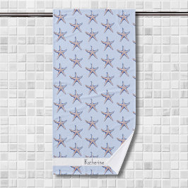 Starfish Pattern Beach House Custom Name バスタオル