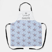 Starfish Pattern Beach Marine Custom Name エプロン (正面)