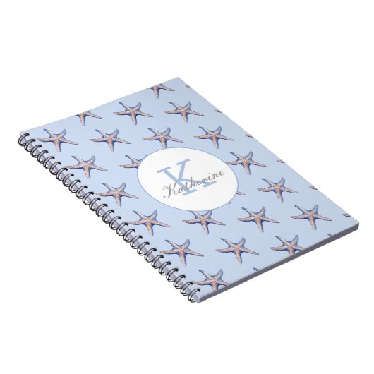 Starfish Pattern Beach Marine Custom Name ノートブック (右側)
