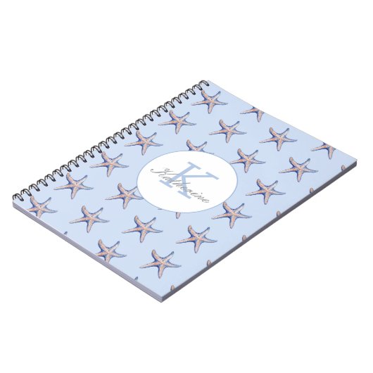 Starfish Pattern Beach Marine Custom Name  ノートブック (左側)
