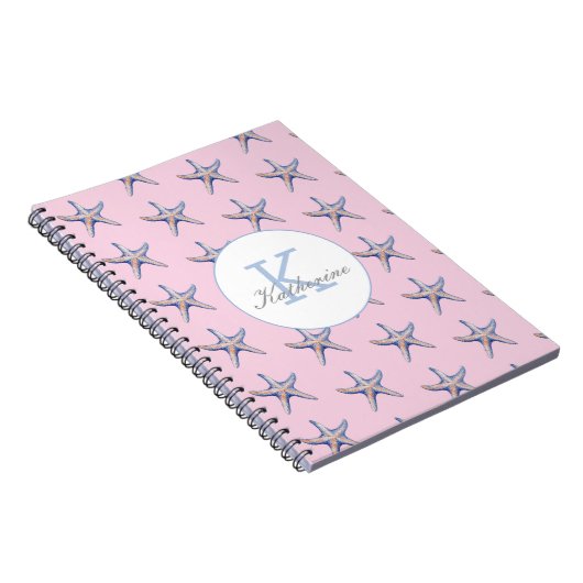 Starfish Pattern Beach Marine Custom Name  ノートブック (右側)