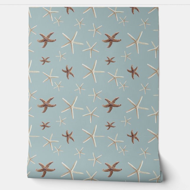 Starfish Pattern Dusty Slate Blue 壁紙 (ほどく)