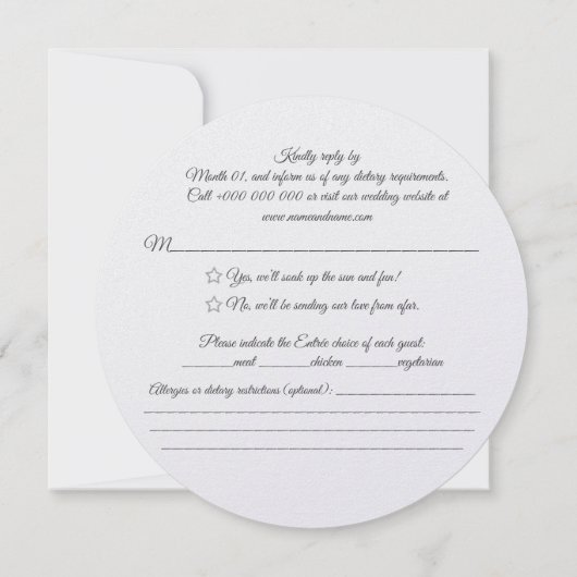 Starfish RSVPカード サンキューカード (裏面)