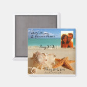 Starfish&Seashellsビーチ日付のpicマグネットを保存 マグネット (正面/裏面)