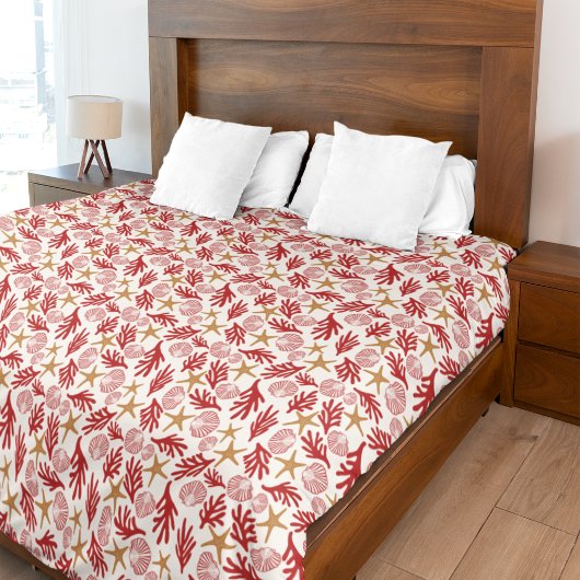 Starfish & Seashells Coastal Fleece Blanket フリースブランケット