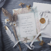 Starfish Seashells Tropical Beach QR Code Wedding 招待状