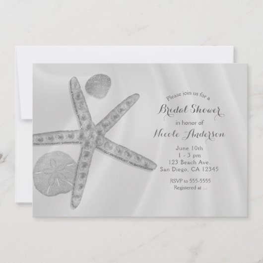 Starfish & Shellsビーチブライダルシャワーまたは結婚の 招待状 (正面)