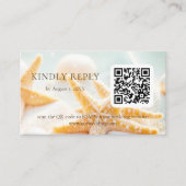 Starfish Shells Ocean Beach QR Code Wedding RSVP エンクロージャーカード (正面)