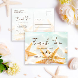 Starfish Shells Ocean Beach Wedding Thank You ポストカード
