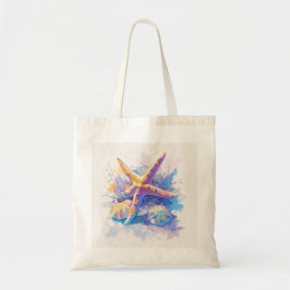 Starfish Watercolor Beach Tote Bag トートバッグ