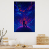 Stargazer Boy & Dog — Dreamy Cosmic Art ポスター (キッチン)