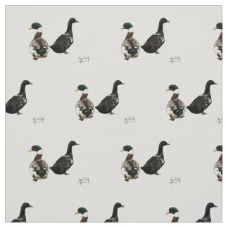 Stargazer DrakeとそのLady Duck生地 – 白 ファブリック