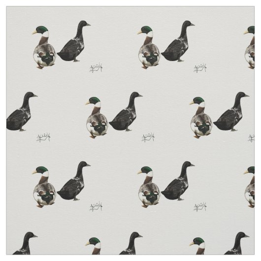 Stargazer DrakeとそのLady Duck生地 – 白 ファブリック (見本)