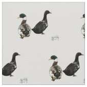 Stargazer DrakeとそのLady Duck生地 – 白 ファブリック (クローズアップ)