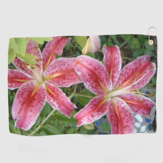 Stargazer Lilies Garden Floral ゴルフタオル (横)