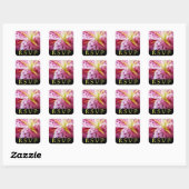 Stargazer Lily PinkフローラRSVPステッカー スクエアシール (シート)