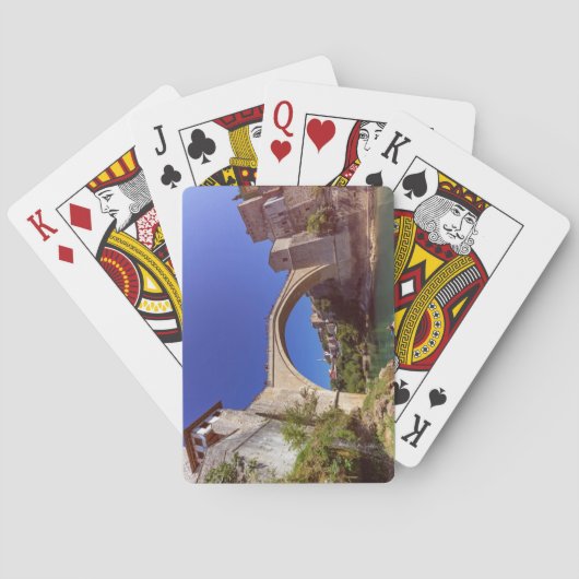 Stari最も、古い橋、モスタル、ボスニアおよびHerzego トランプ (裏面)