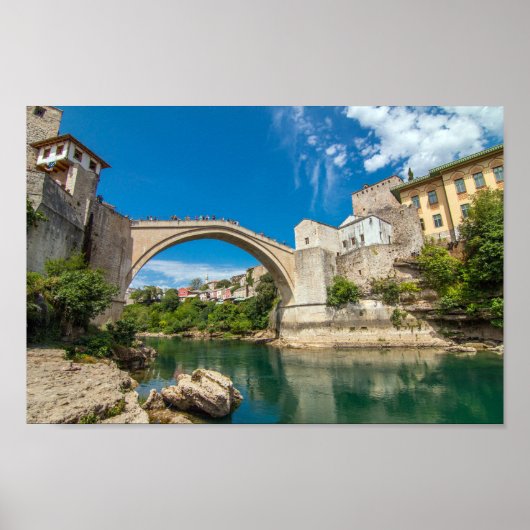 Stari Most Bridge Countryside Bridge Bosnia Landsc ポスター (正面)