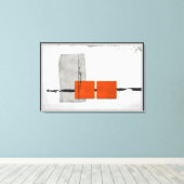 Stark Windowsミニマルモダンリストオレンジとグレー キャンバスプリント (インサイチュ (ウッドフロア))