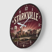 Starkville Mississippi Southern College Town ラージ壁時計 (傾斜)