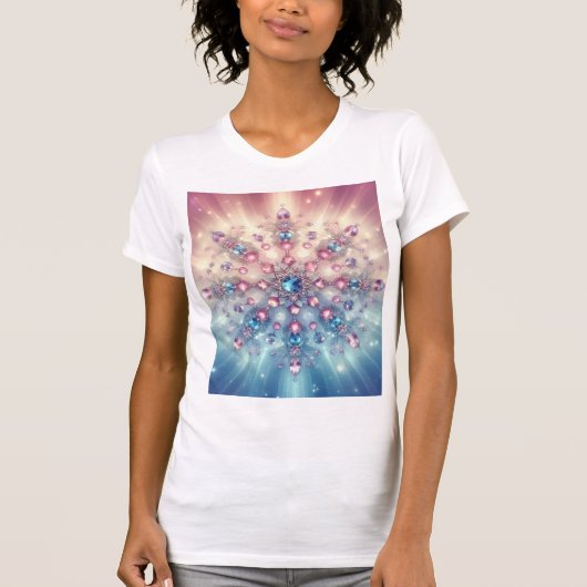 Starlight Crystal Snowflake — Pastel Gem Mandala Tシャツ (正面)