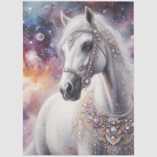 Starlight Galaxy Beautiful Horse Art Decoupage 薄葉紙 (正面)