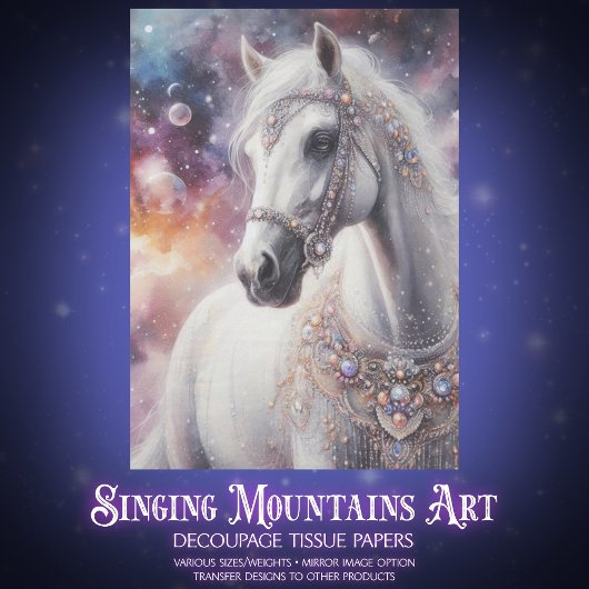 Starlight Galaxy Beautiful Horse Art Decoupage 薄葉紙