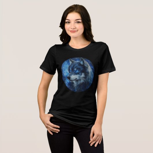 Starlight Gaze Cosmic Wolf Art トライブレンドＴシャツ (正面全面)