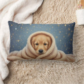  Starlight Snuggles: Black Lab Puppy in Blue Blank ランバークッション (ブランケット)