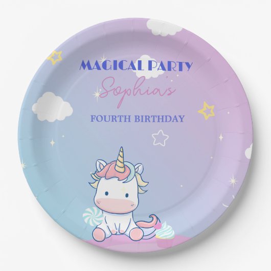 Starlight Unicorn Party Plate ペーパープレート (正面)
