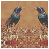 Starlingの鳥の生地 ファブリック (クローズアップ)