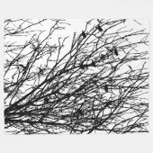Starlings in a Tree - ハイコントラスト フリースブランケット (正面(横))
