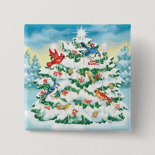 Starlitクリスマスツリーとの実際のところ野生の鳥 缶バッジ (正面)